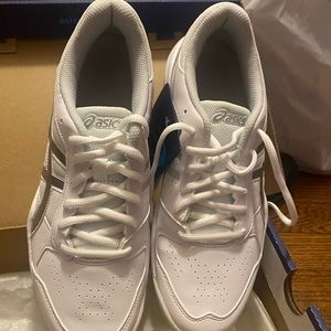 White and gray ASICS